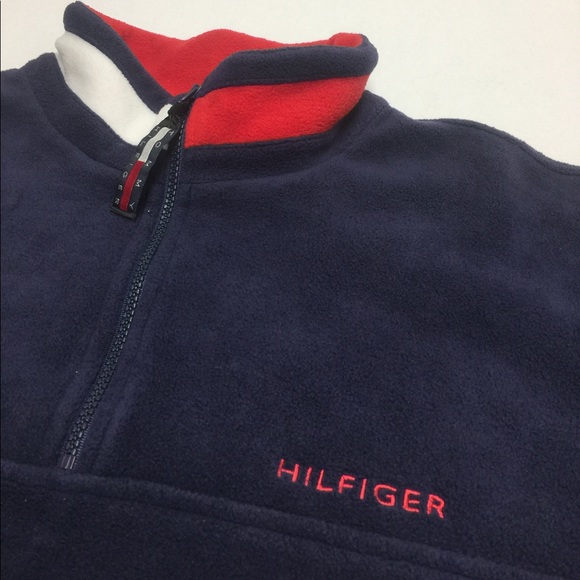 SOLD❌90s TOMMY HILFIGER FLEECE JACKET SPELL OUT XL - Picture 4 of 8